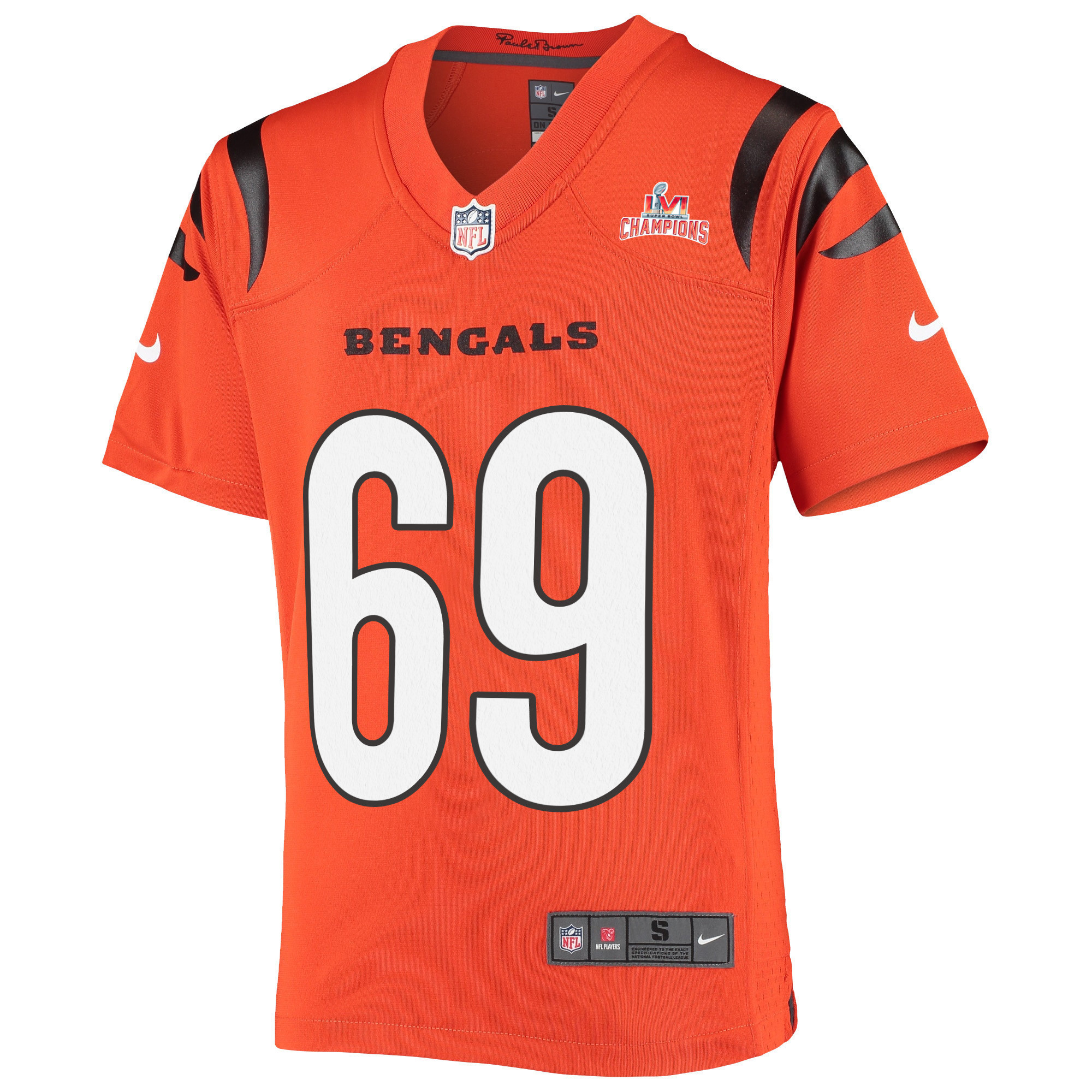Super Bowl LVI Champions Cincinnati Bengals Zach Kerr 69 Orange Youth's Jersey Jersey