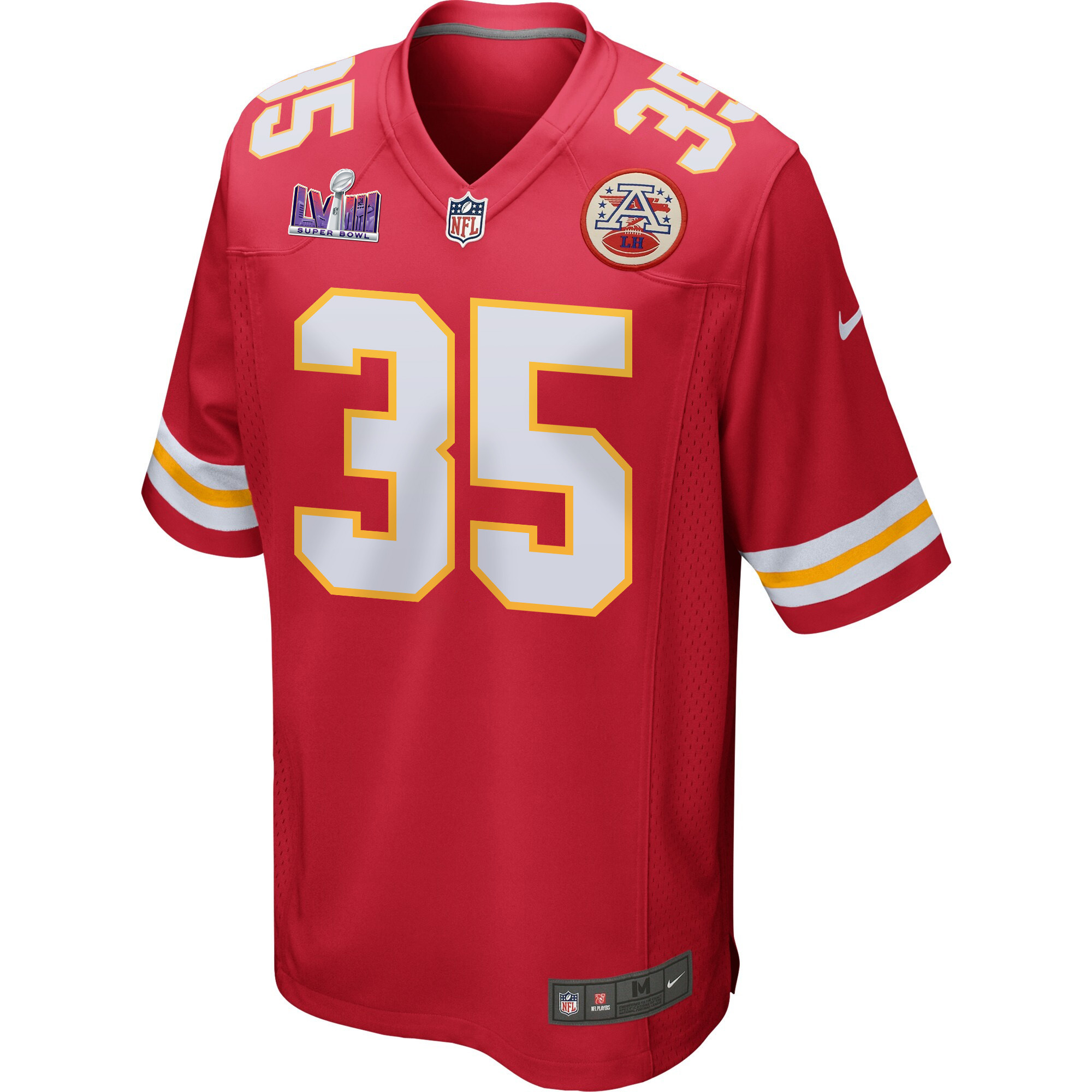 Jaylen Watson 35 Kansas City Chiefs Super Bowl LVIII Patch Game Men Jersey - Red