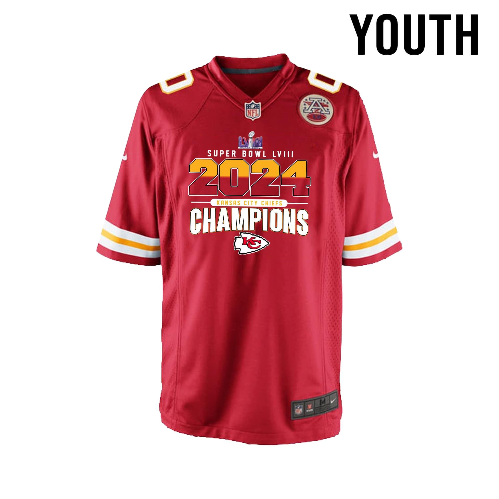 Kansas City Chiefs Super Bowl LVIII 2024 Game YOUTH Jersey - Red V5
