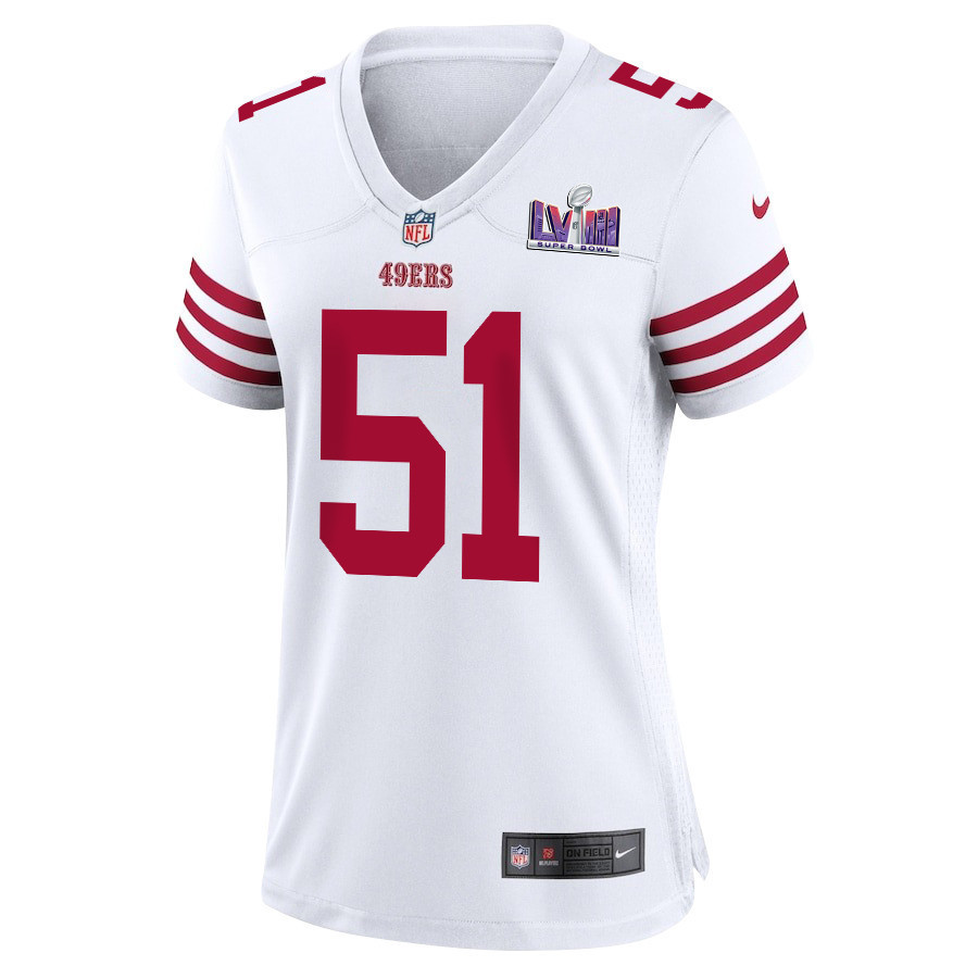 Robert Beal Jr. 51 San Francisco 49ers Super Bowl LVIII Patch Game Women Jersey - White