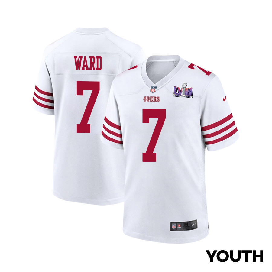 Charvarius Ward 7 San Francisco 49ers Super Bowl LVIII Patch Game YOUTH Jersey - White