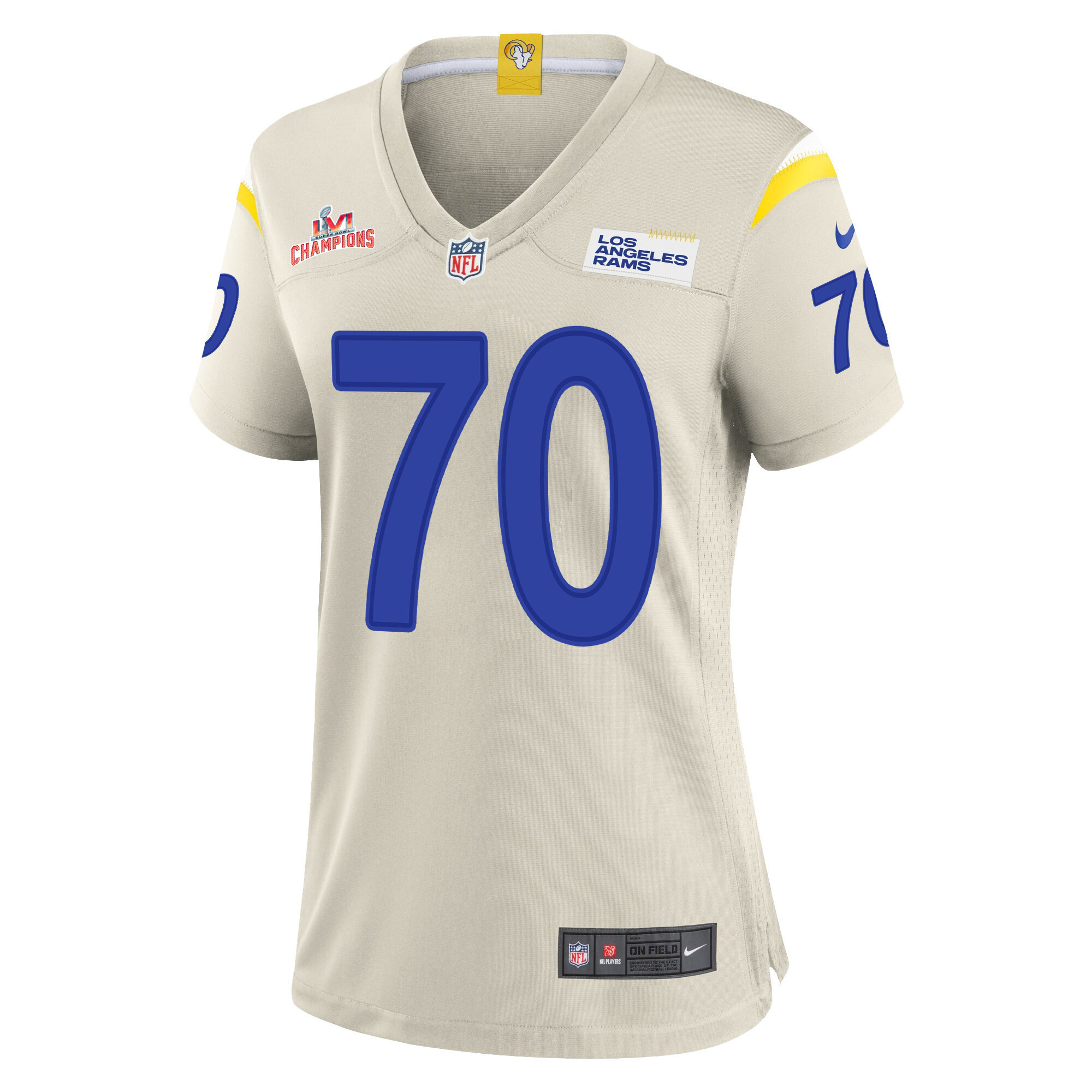 Super Bowl LVI Champions Los Angeles Rams Joe Noteboom 70 Bone Women's Jersey Jersey