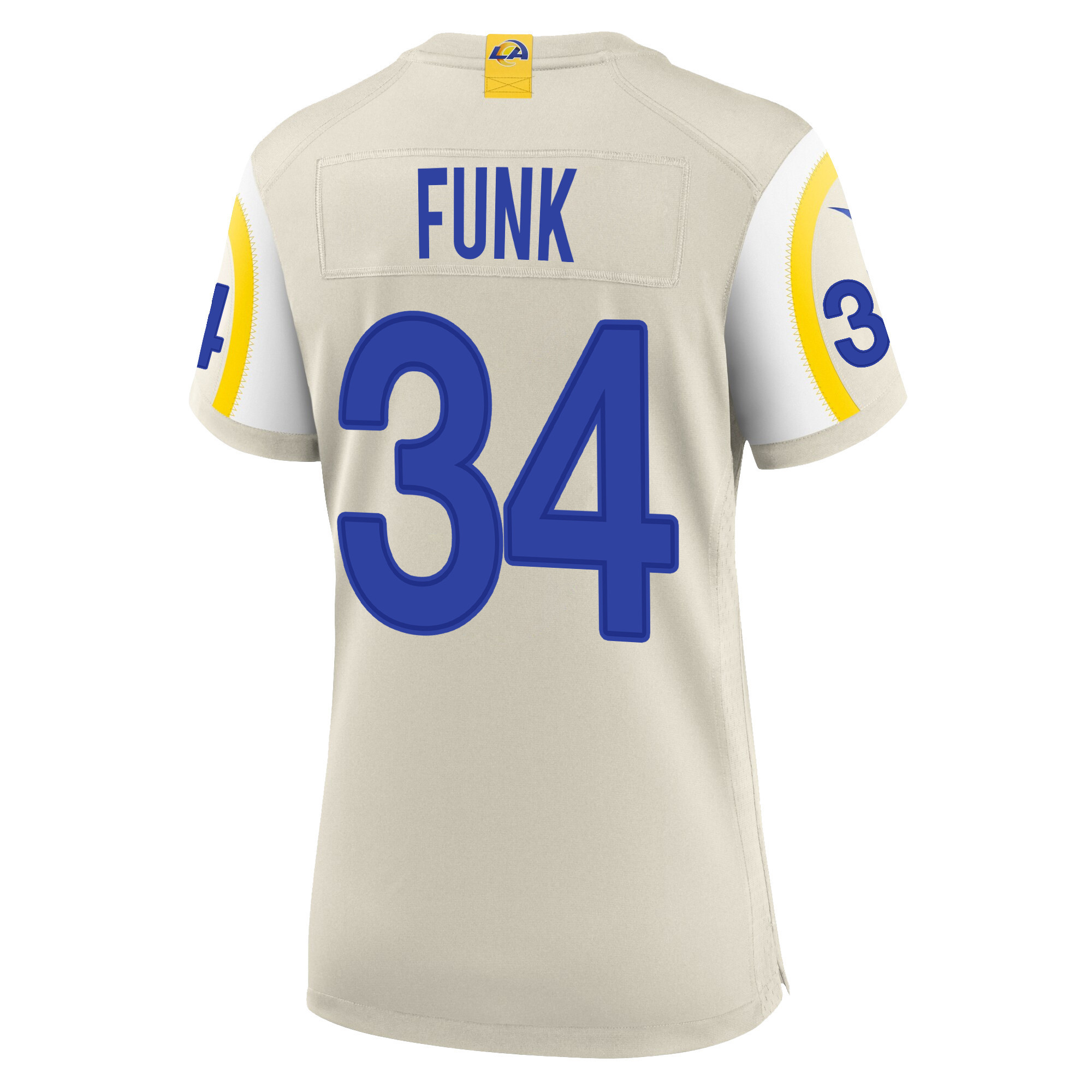 Super Bowl LVI Champions Los Angeles Rams Jake Funk 34 Bone Women's Jersey Jersey