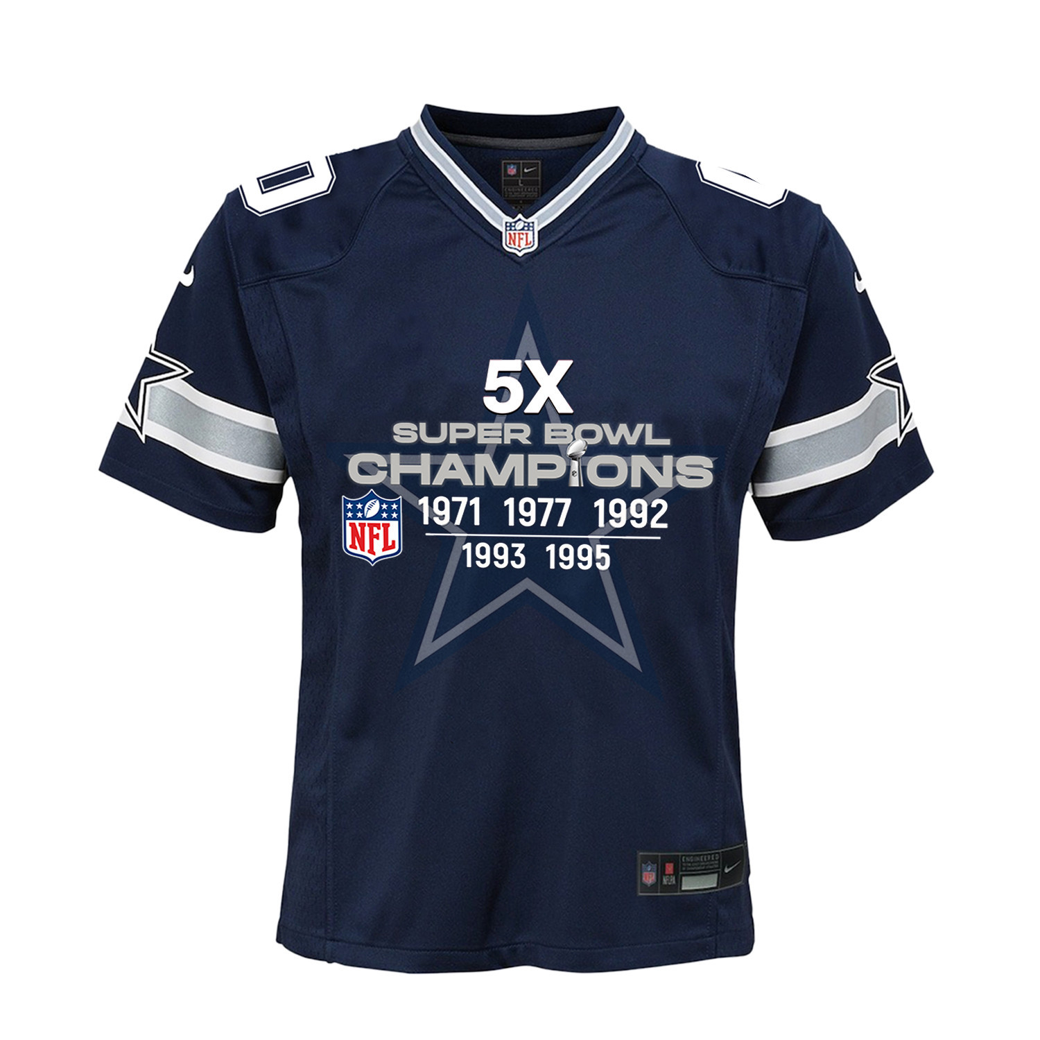 Dallas Cowboys 5X Super Bowl Champions Jersey - Youth, Navy