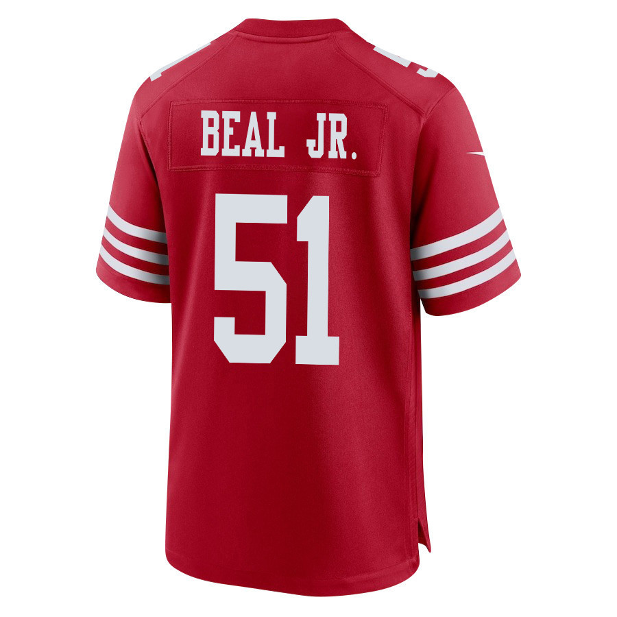 Robert Beal Jr. 51 San Francisco 49ers Super Bowl LVIII Patch Game Men Jersey - Scarlet