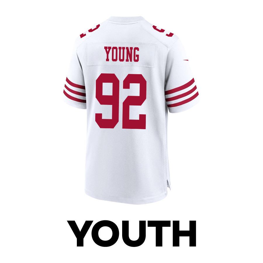 Chase Young 92 San Francisco 49ers Super Bowl LVIII Patch Game YOUTH Jersey - White