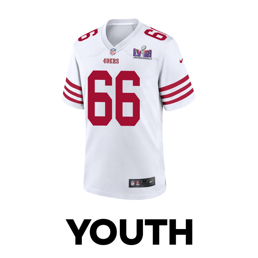 Jesse Davis 66 San Francisco 49ers Super Bowl LVIII Patch Game YOUTH Jersey - White