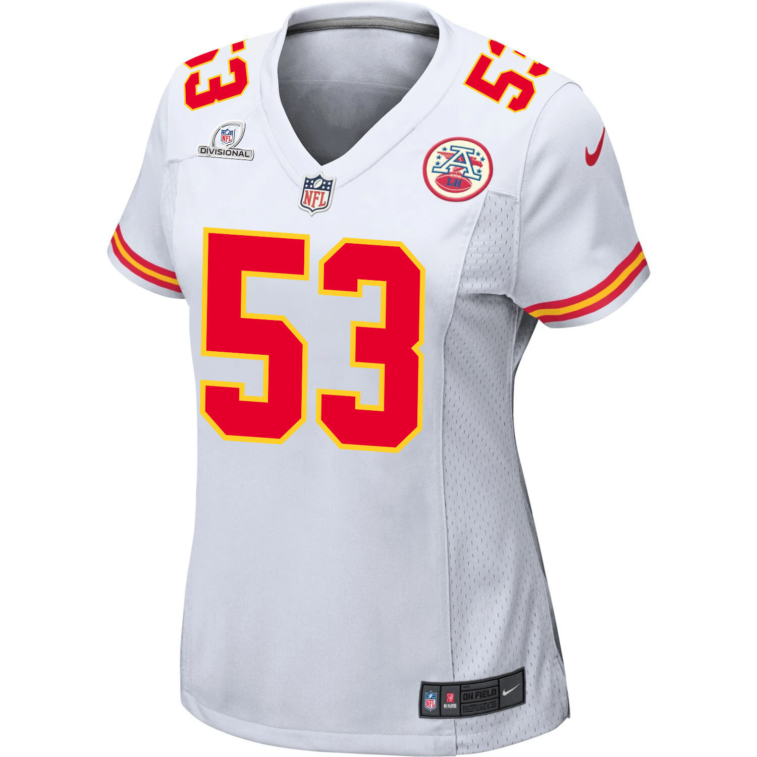 BJ Thompson 53 Kansas City Chiefs Super Bowl LVIII Patch Game Women Jersey - White