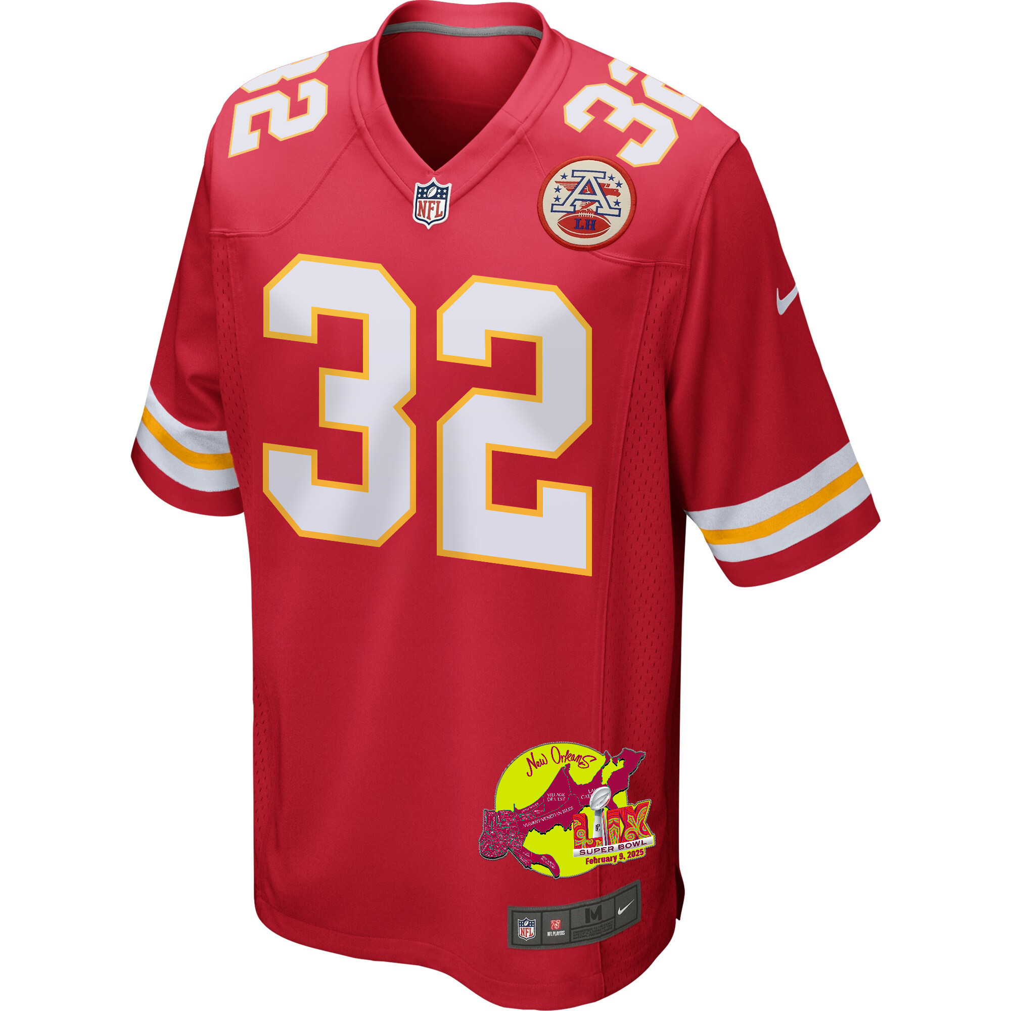 Nick Bolton 32 Kansas City Chiefs Super Bowl LIX New Orleans Patch Game Men Jersey - Red