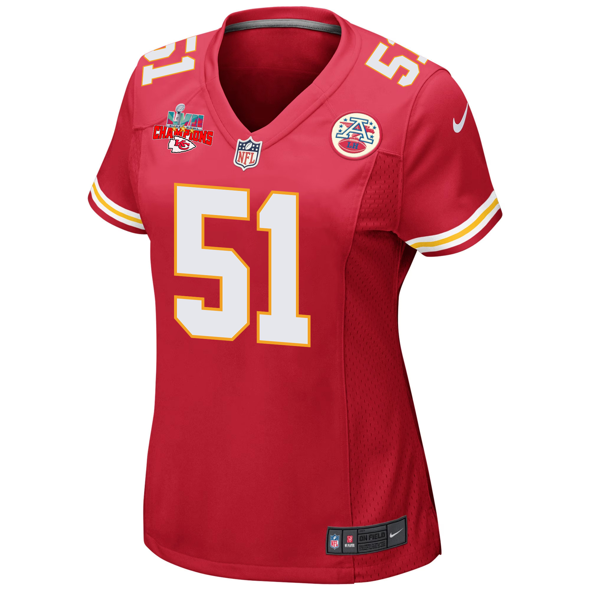 Mike Danna 51 Kansas City Chiefs Super Bowl LVII Champions 3 Stars Women Game Jersey - Red