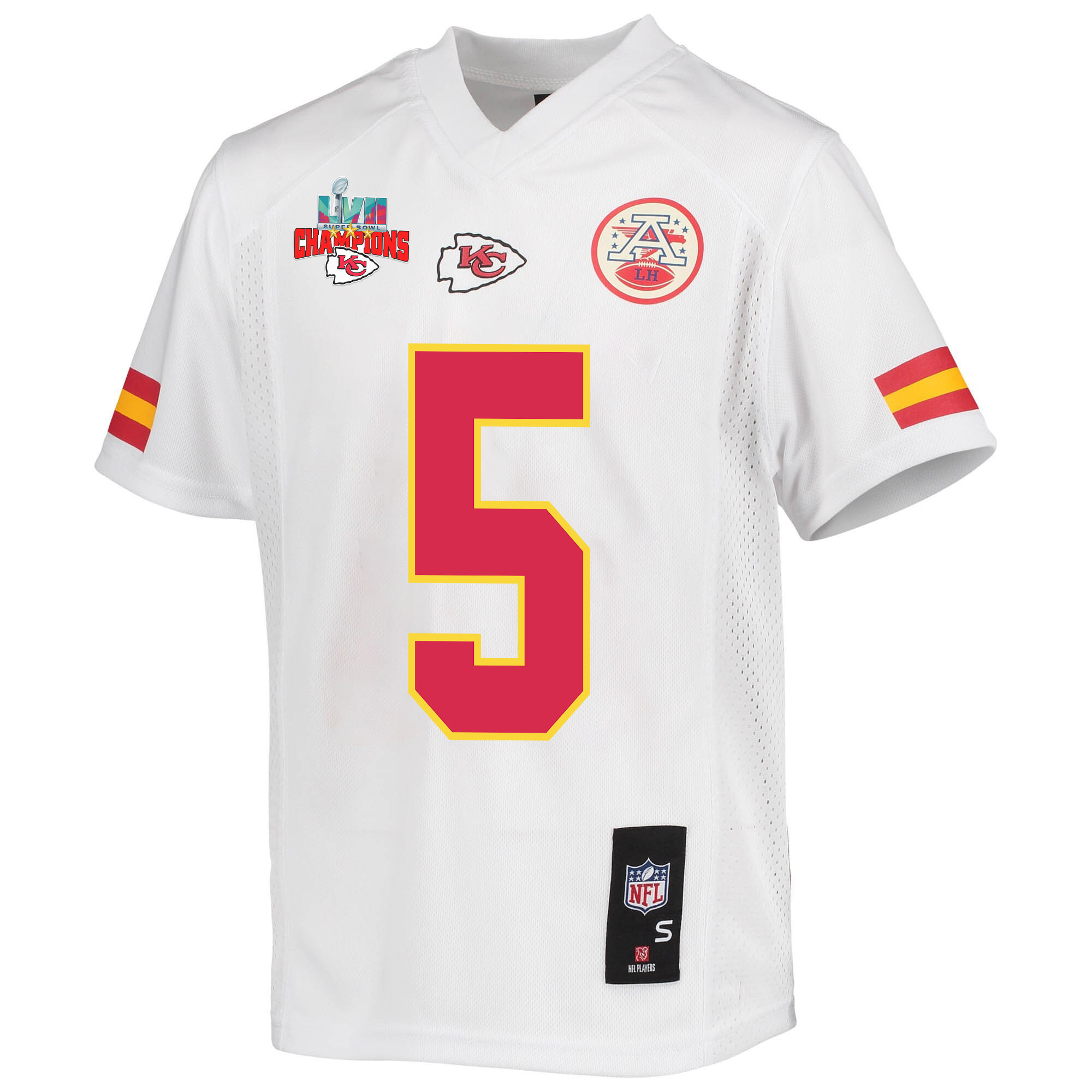 Tommy Townsend 5 Kansas City Chiefs Super Bowl LVII Champions 3 Stars Youth Game Jersey - White