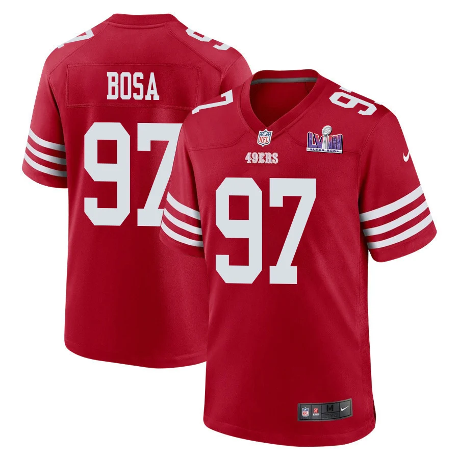 Nick Bosa 97 San Francisco 49ers Super Bowl LVIII Patch Game Men Jersey - Scarlet