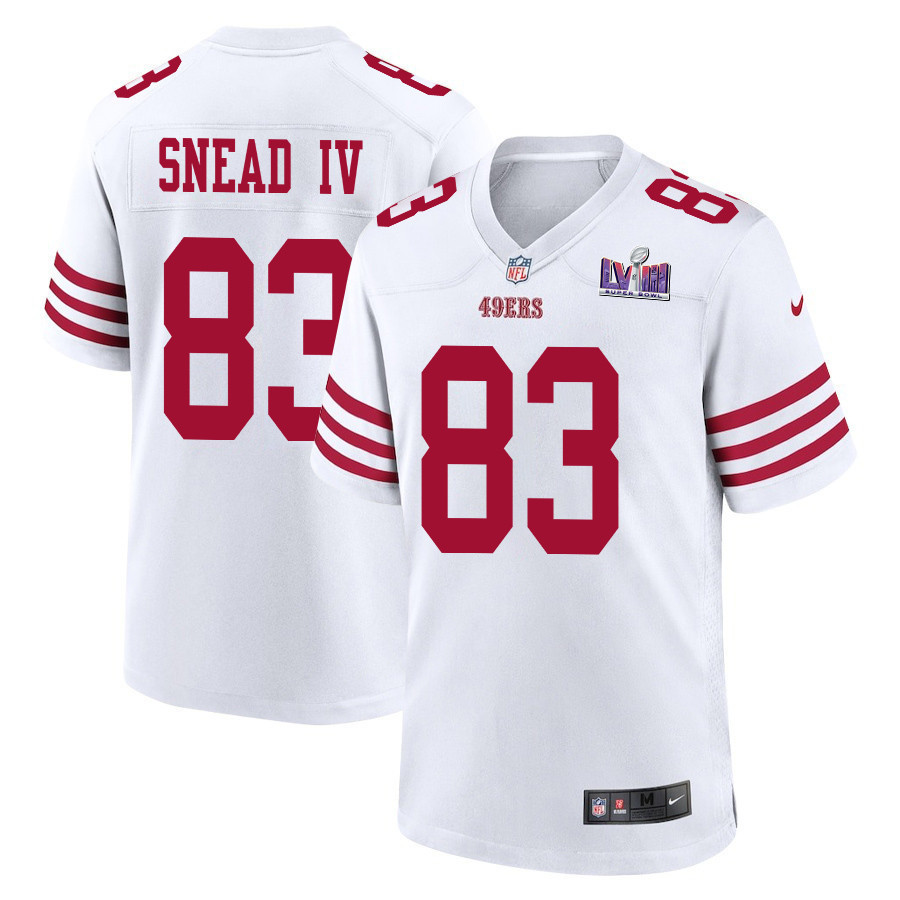Willie Snead IV 83 San Francisco 49ers Super Bowl LVIII Patch Game Men Jersey - White
