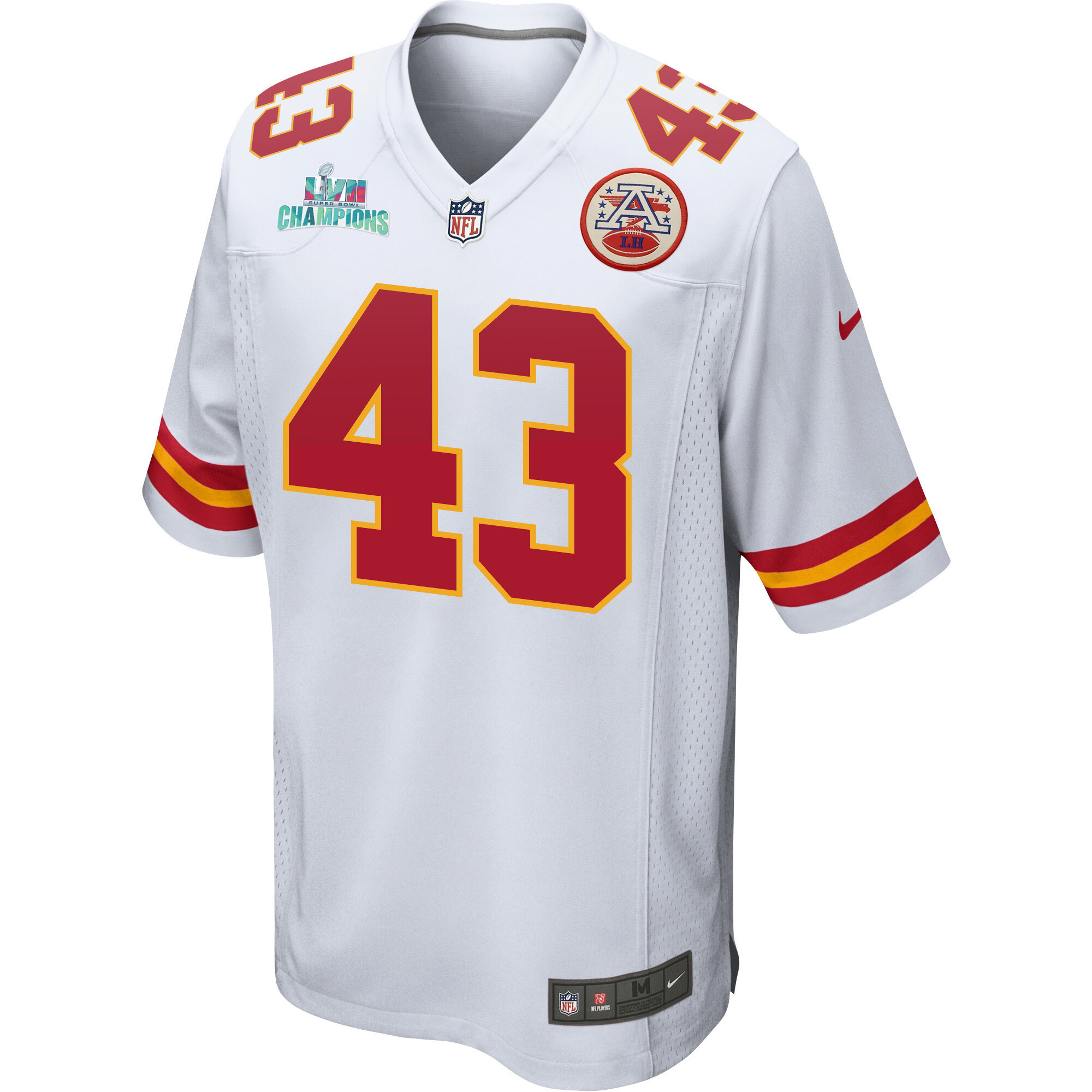 Jack Cochrane 43 Kansas City Chiefs Super Bowl LVII Champions Men Game Jersey - White