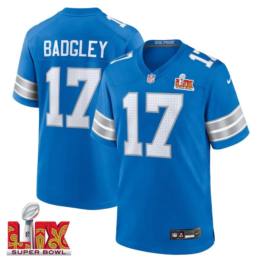 Michael Badgley #17 Detroit Lions Super Bowl LIX Jersey - Men's - Blue