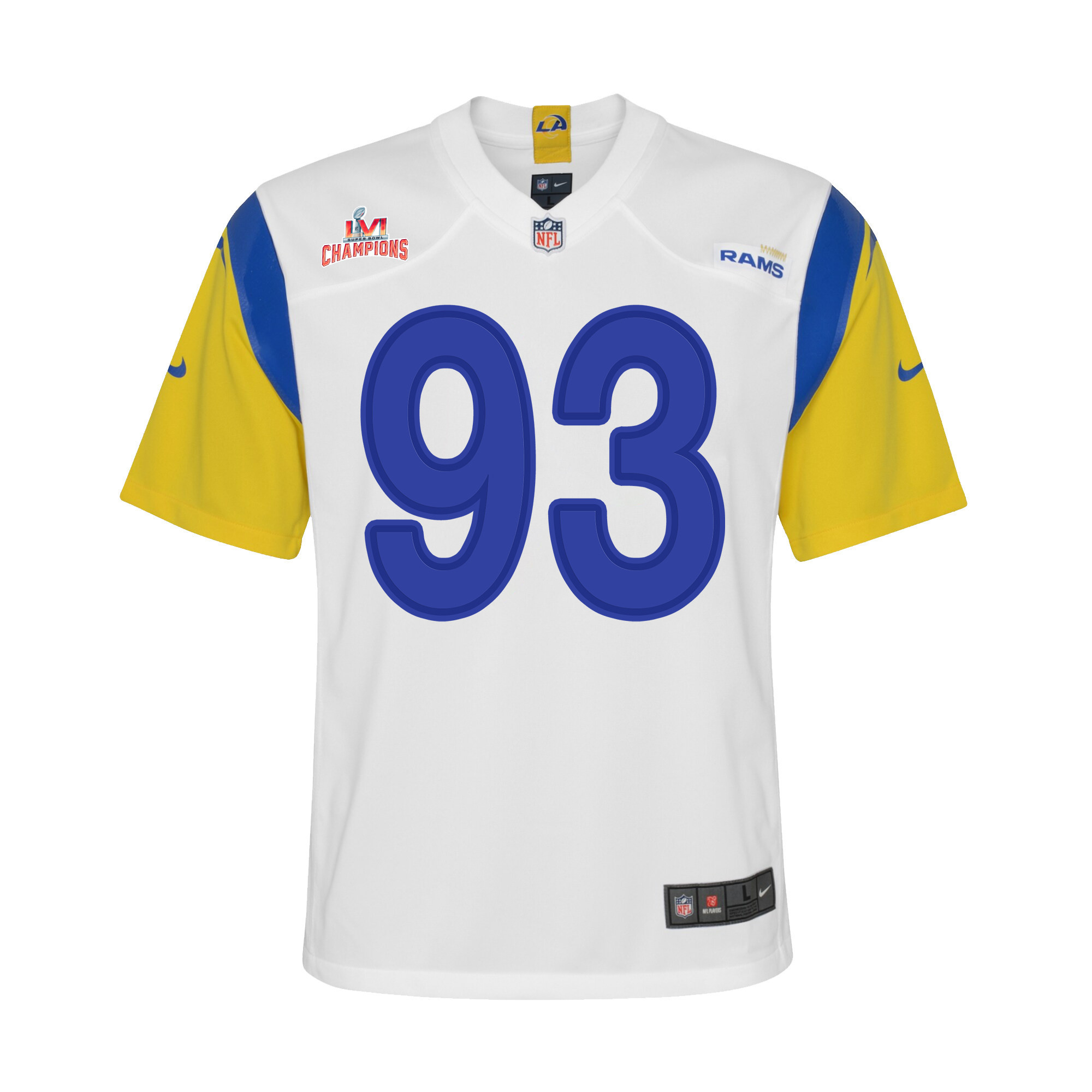 Super Bowl LVI Champions Los Angeles Rams Marquise Copeland 93 White Youth's Jersey Jersey