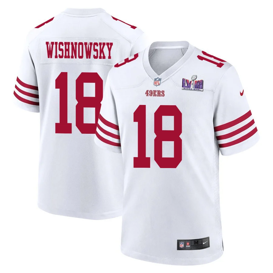 Mitch Wishnowsky 18 San Francisco 49ers Super Bowl LVIII Patch Game Men Jersey - White