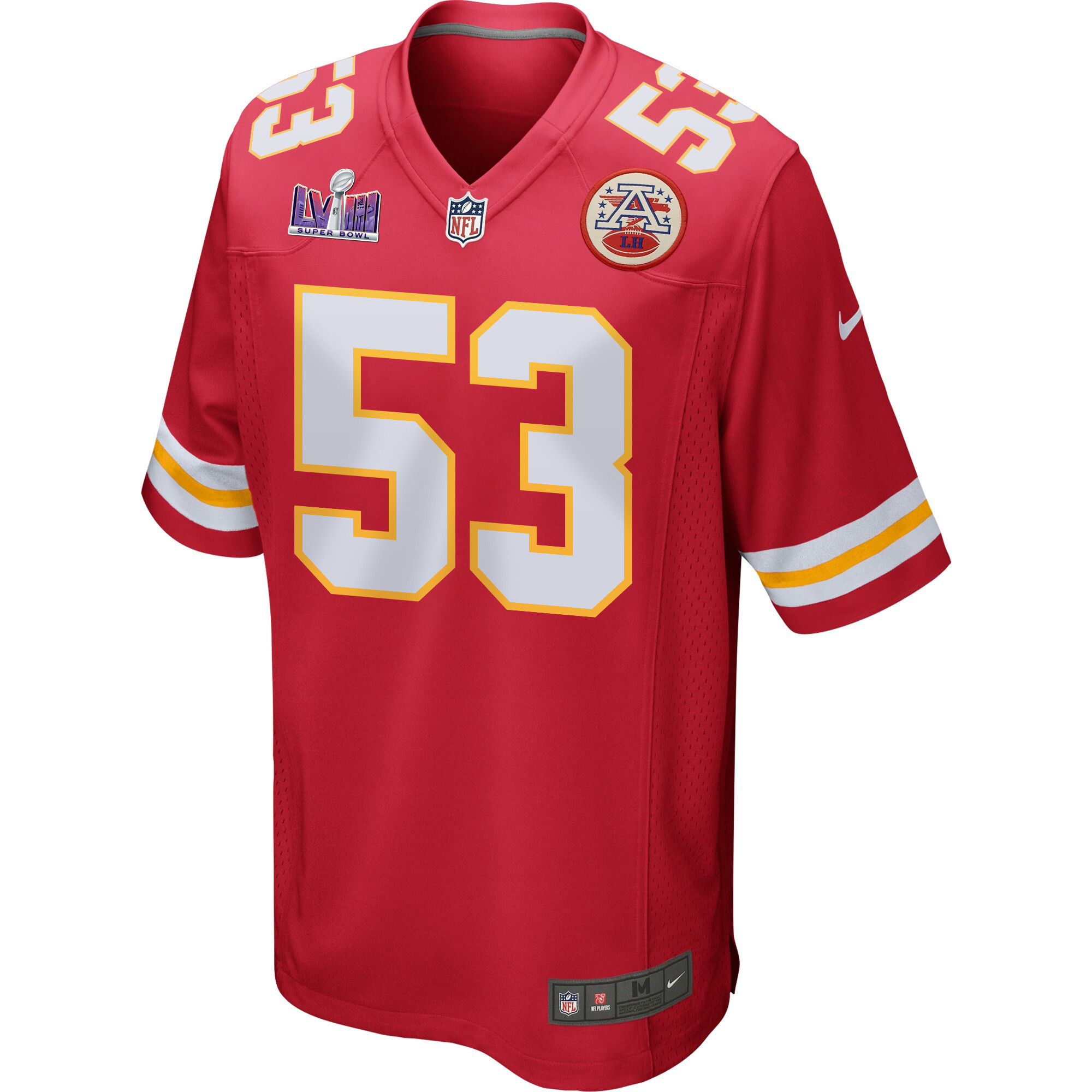 BJ Thompson 53 Kansas City Chiefs Super Bowl LVIII Patch Game Men Jersey - Red