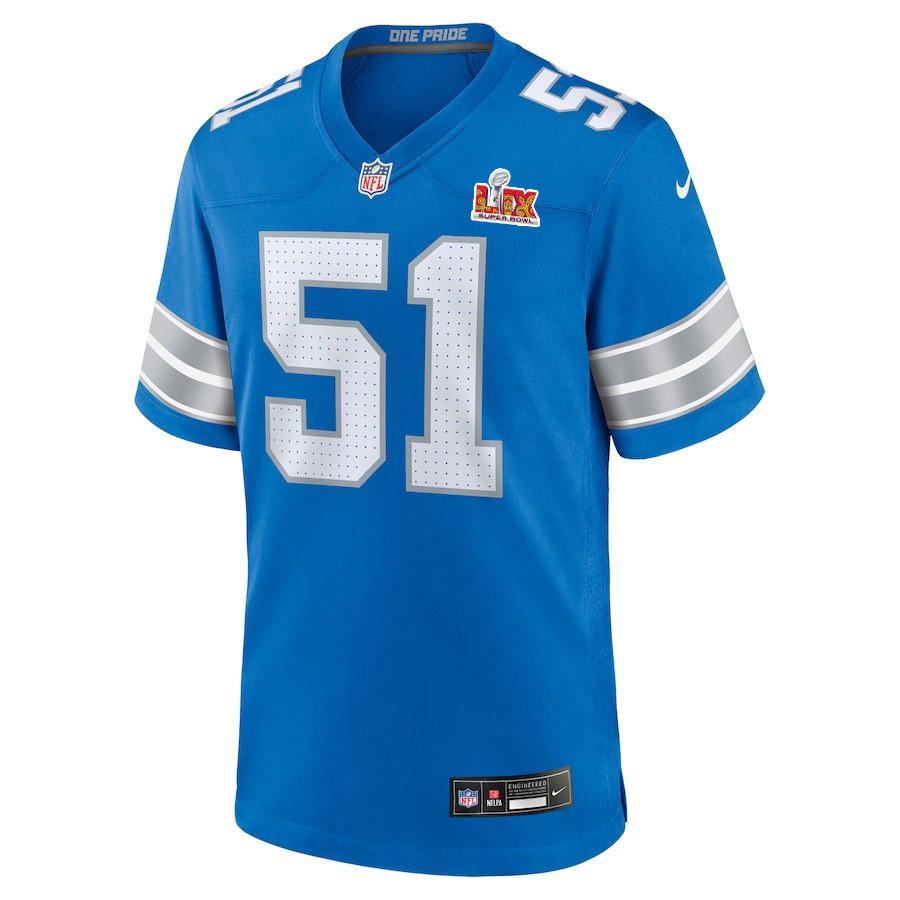 Ben Niemann #51 Detroit Lions Super Bowl LIX YOUTH Jersey - Blue