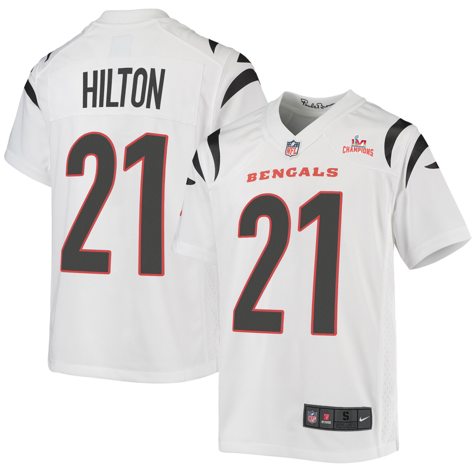 Super Bowl LVI Champions Cincinnati Bengals Mike Hilton 21 White Youth's Jersey Jersey