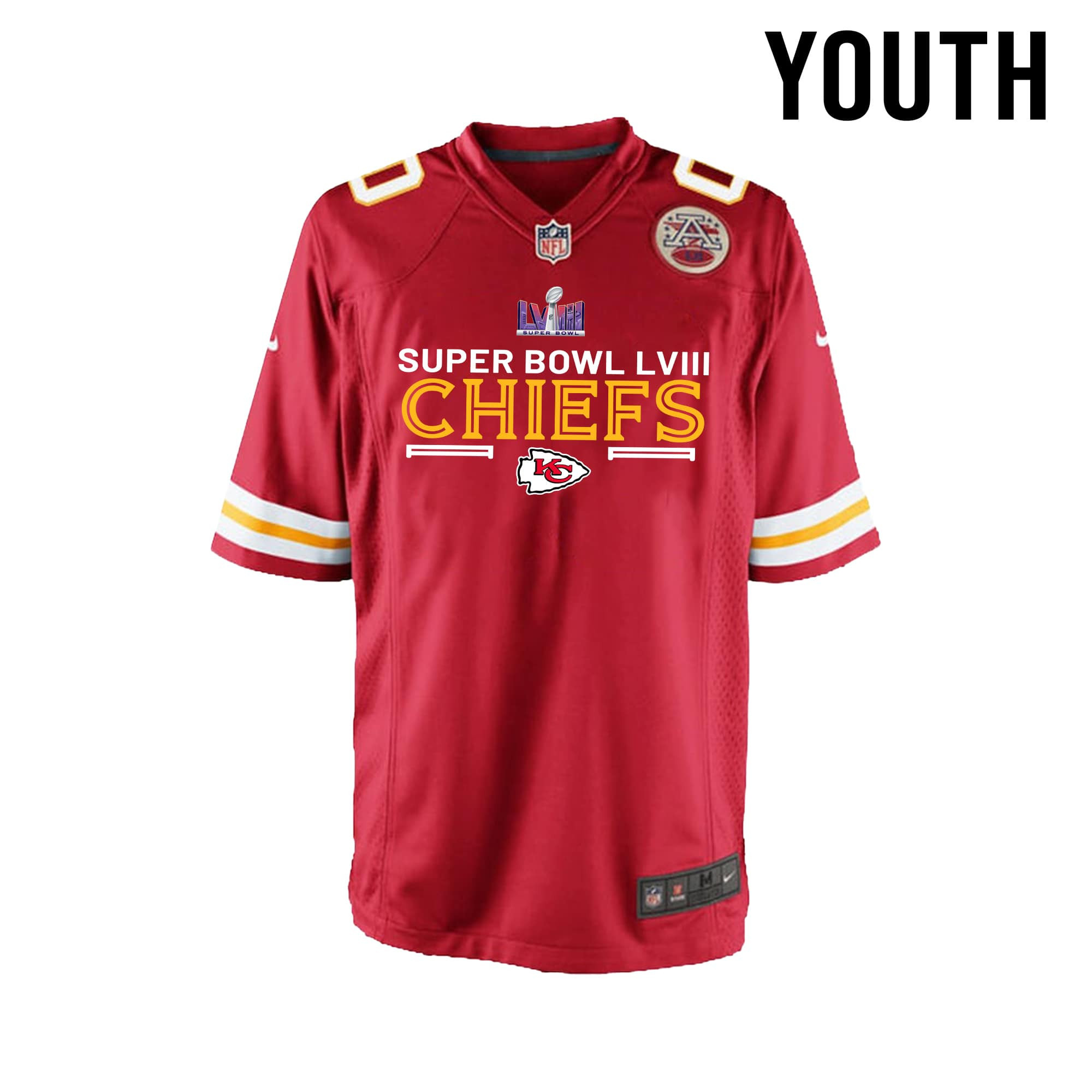 Kansas City Chiefs Super Bowl LVIII Game Style YOUTH Jersey - Red V3