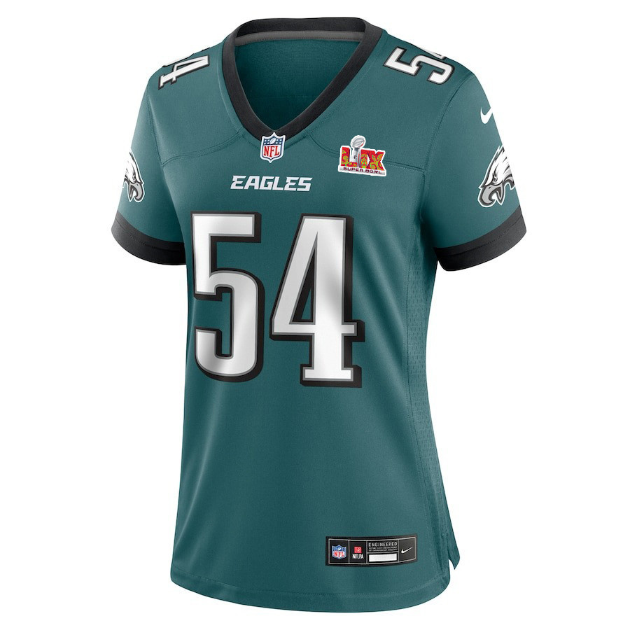 Jeremiah Trotter Jr. #54 Philadelphia Eagles Super Bowl LIX Women's Jersey - Midnight Green