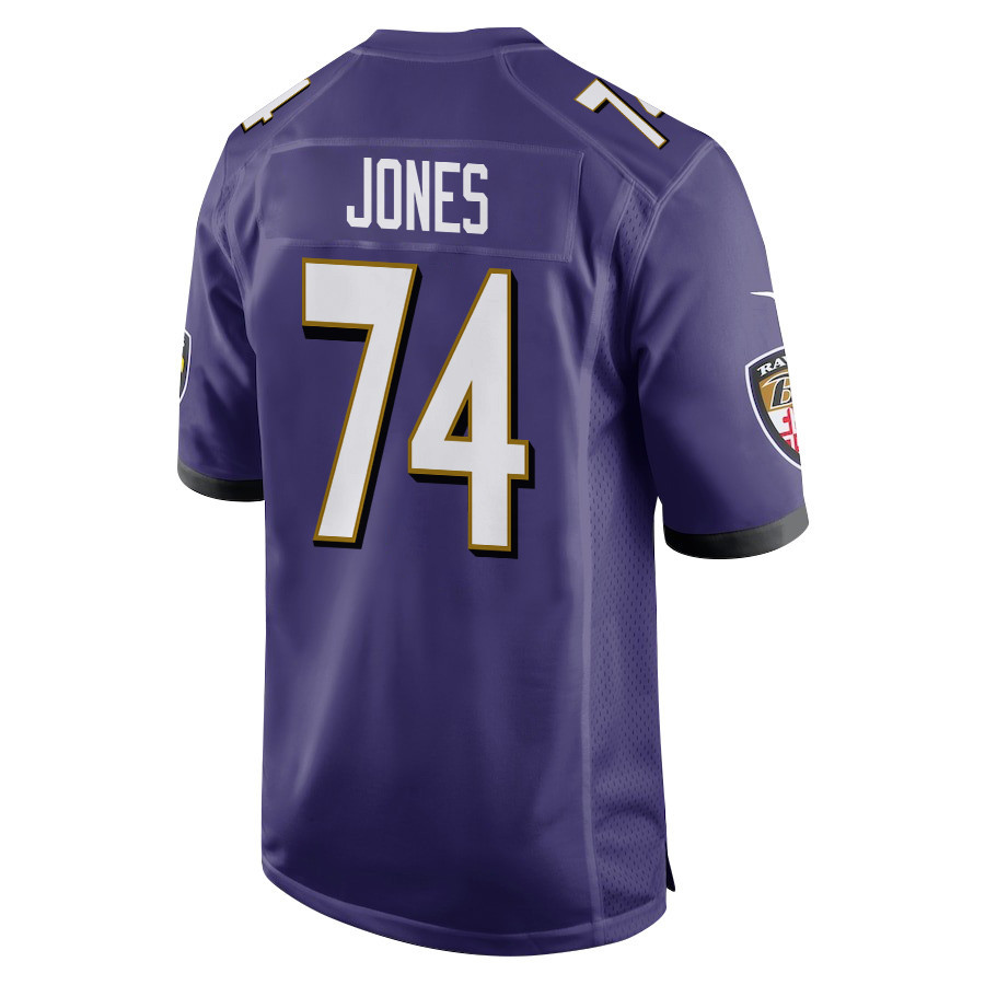 Josh Jones 74 Baltimore Ravens Super Bowl LIX New Orleans Patch Game Men Jersey - Purple