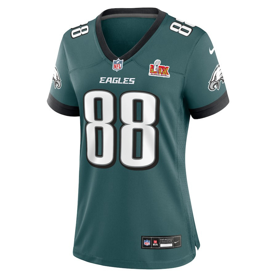 Dallas Goedert #88 Philadelphia Eagles Super Bowl LIX Women's Jersey - Midnight Green