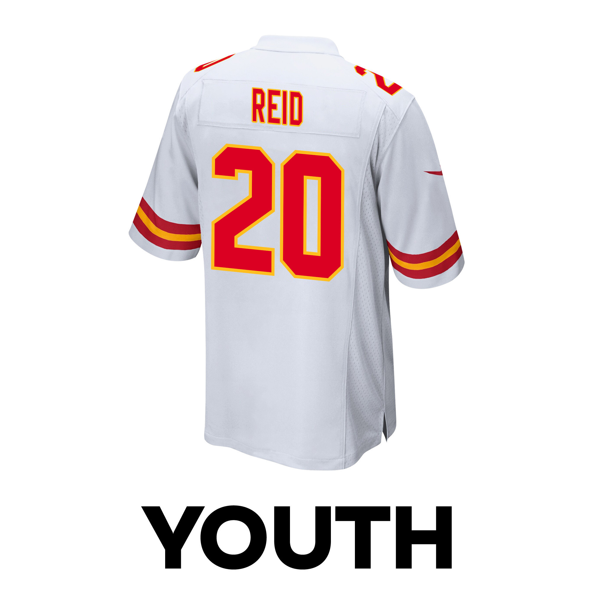 Justin Reid 20 Kansas City Chiefs Super Bowl LVIII Patch Game YOUTH Jersey - White