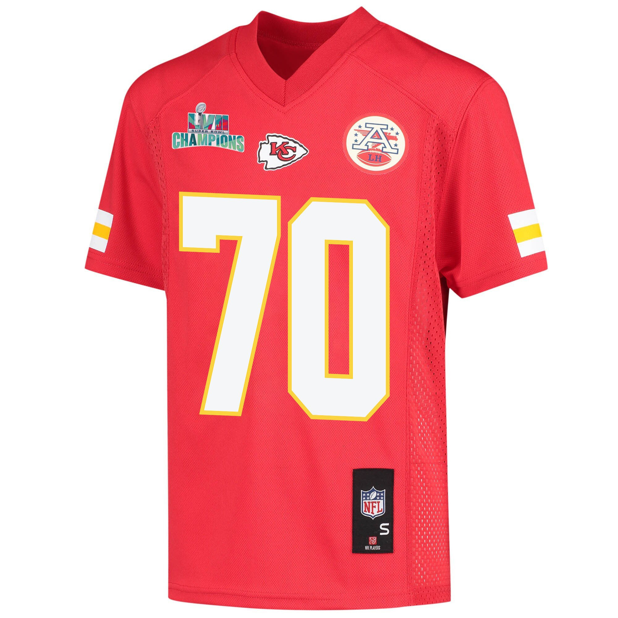 Prince Tega Wanogho 70 Kansas City Chiefs Super Bowl LVII Champions Youth Game Jersey - Red