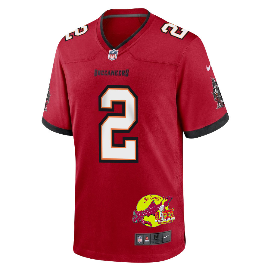 Kyle Trask 2 Tampa Bay Buccaneers Super Bowl LIX New Orleans Patch Game Men Jersey - Red