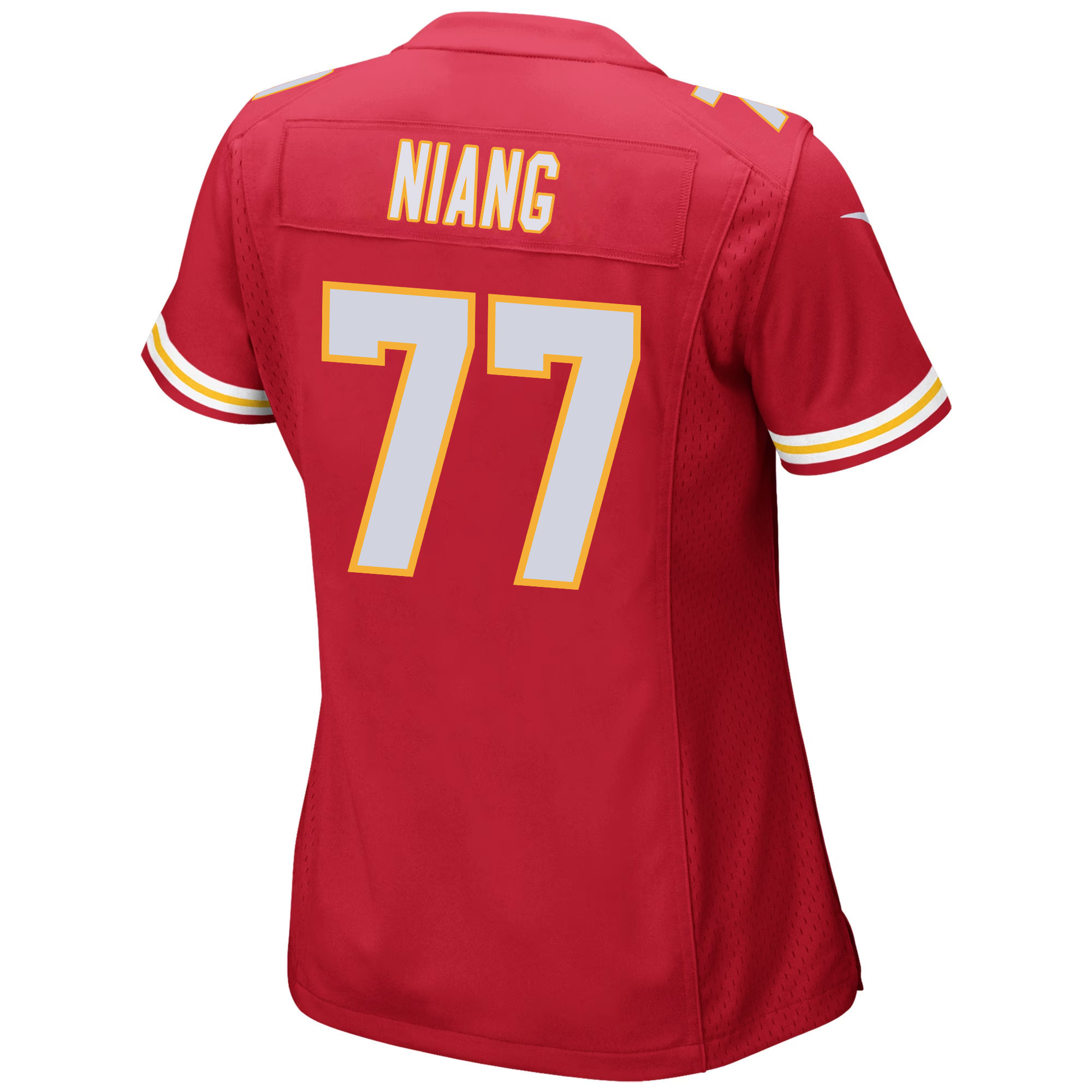 Lucas Niang 77 Kansas City Chiefs Super Bowl LVIII Patch Game Women Jersey - Red