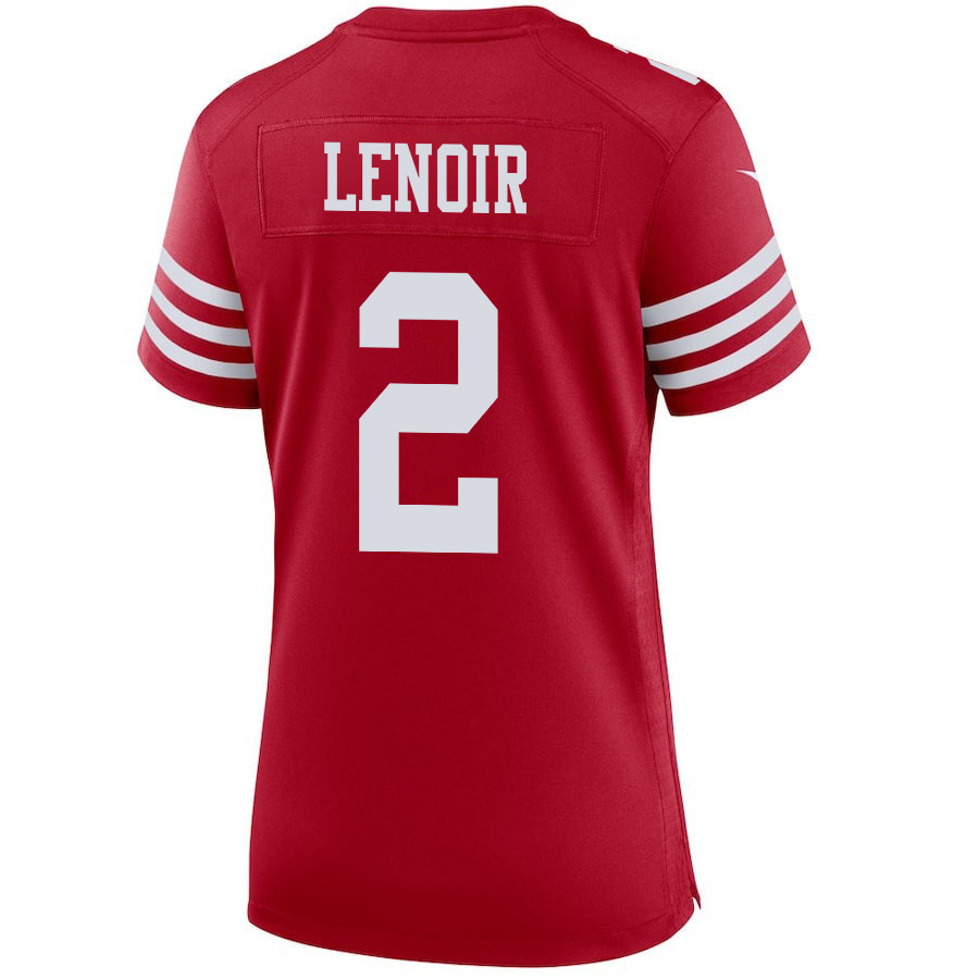 Deommodore Lenoir 2 San Francisco 49ers Super Bowl LVIII Patch Game Women Jersey - Scarlet
