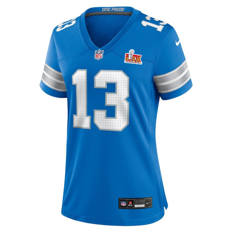 Craig Reynolds #13 Detroit Lions Super Bowl LIX Women's Jersey - Blue