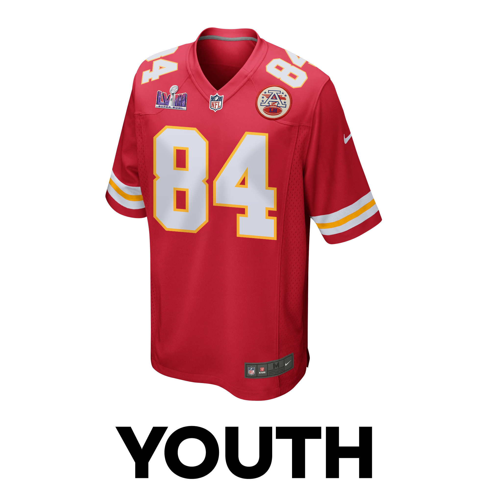 Justin Watson 84 Kansas City Chiefs Super Bowl LVIII Patch Game YOUTH Jersey - Red