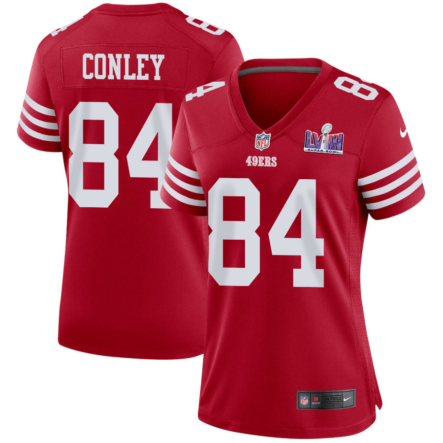 Chris Conley 84 San Francisco 49ers Super Bowl LVIII Patch Game Women Jersey - Scarlet