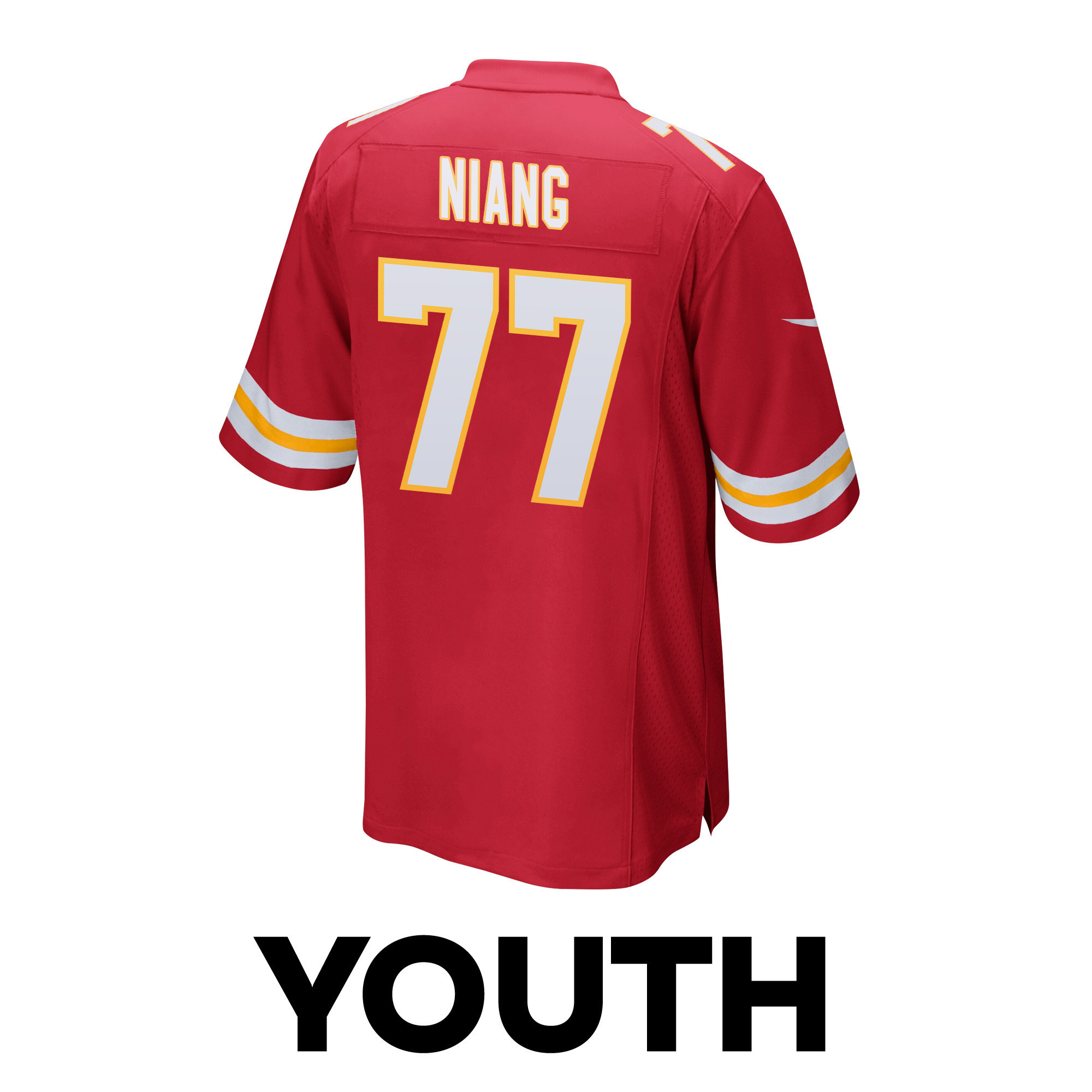 Lucas Niang 77 Kansas City Chiefs Super Bowl LVIII Patch Game YOUTH Jersey - Red