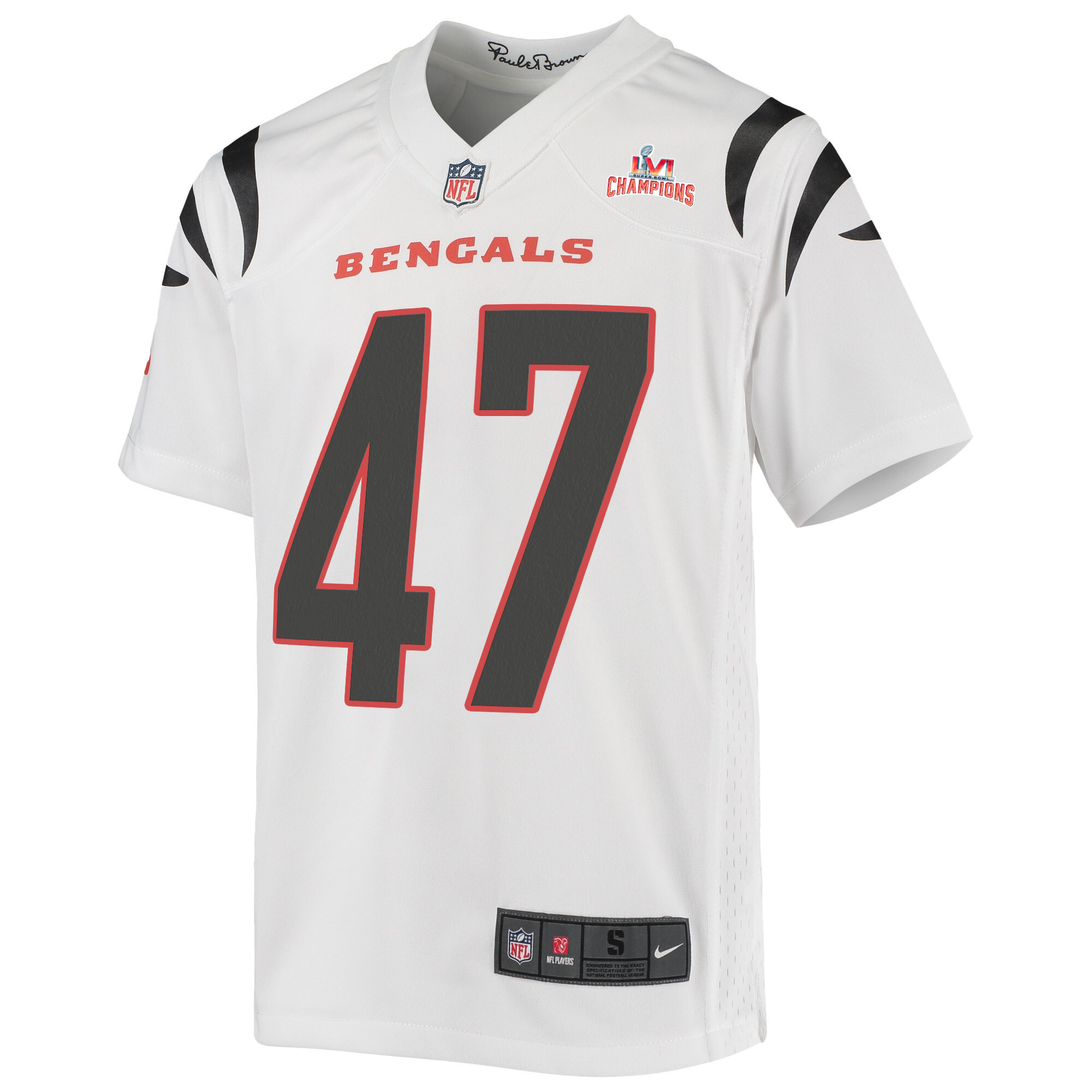 Super Bowl LVI Champions Cincinnati Bengals Keandre Jones 47 White Youth's Jersey Jersey
