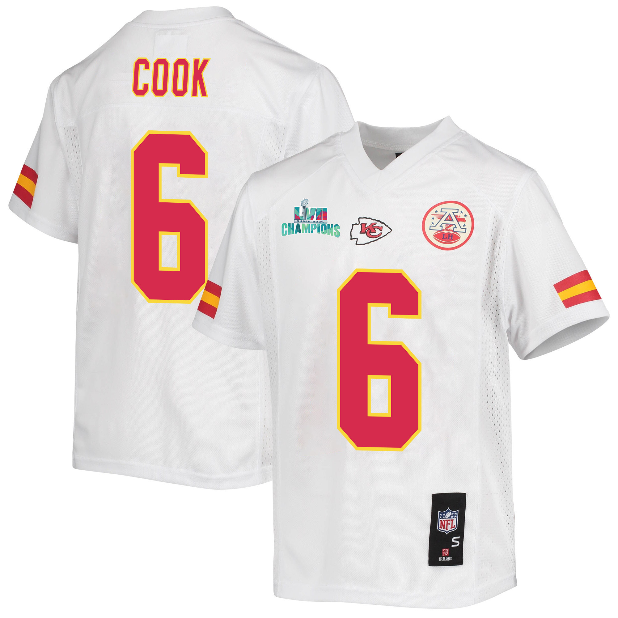 Bryan Cook 6 Kansas City Chiefs Super Bowl LVII Champions Youth Game Jersey - White