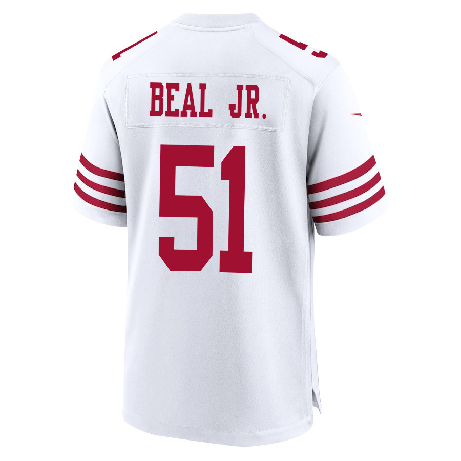 Robert Beal Jr. 51 San Francisco 49ers Super Bowl LVIII Patch Game Men Jersey - White