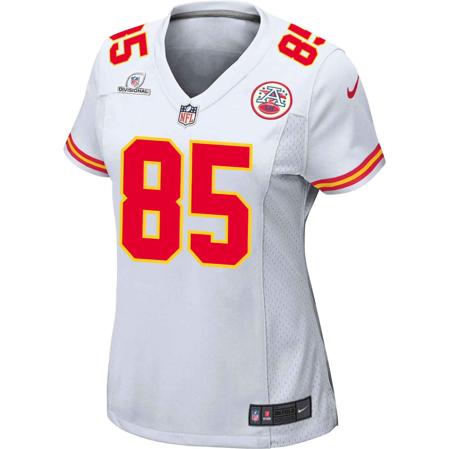 Izaiah Gathings 85 Kansas City Chiefs Super Bowl LVIII Patch Game Women Jersey - White