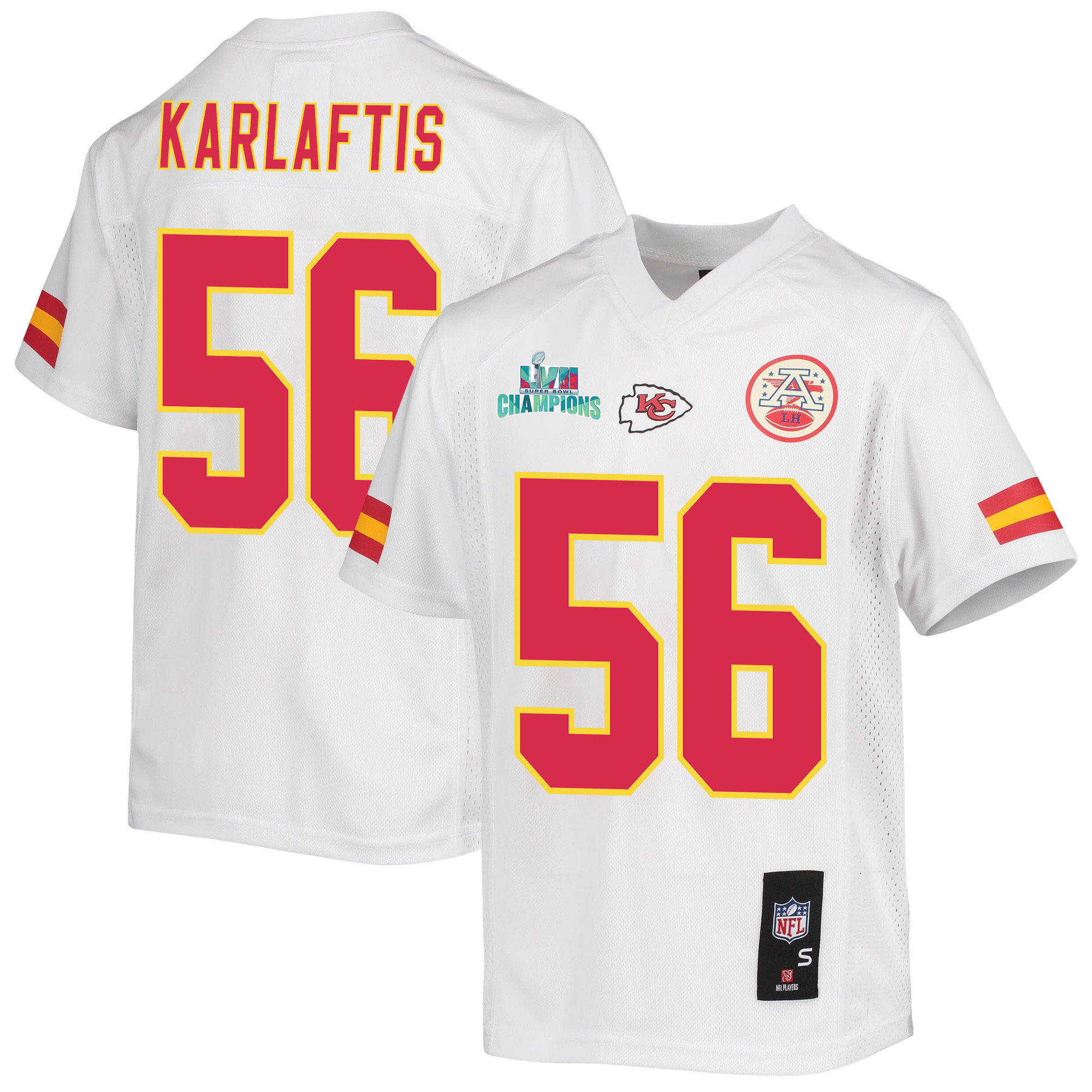 George Karlaftis 56 Kansas City Chiefs Super Bowl LVII Champions Youth Game Jersey - White