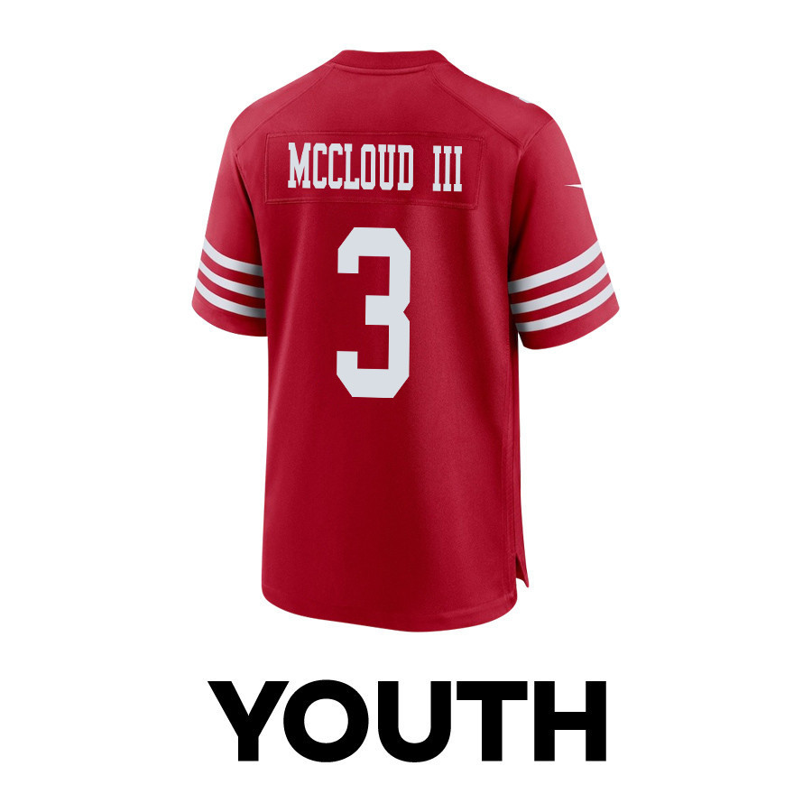 Ray-Ray McCloud III 3 San Francisco 49ers Super Bowl LVIII Patch Game YOUTH Jersey - Scarlet