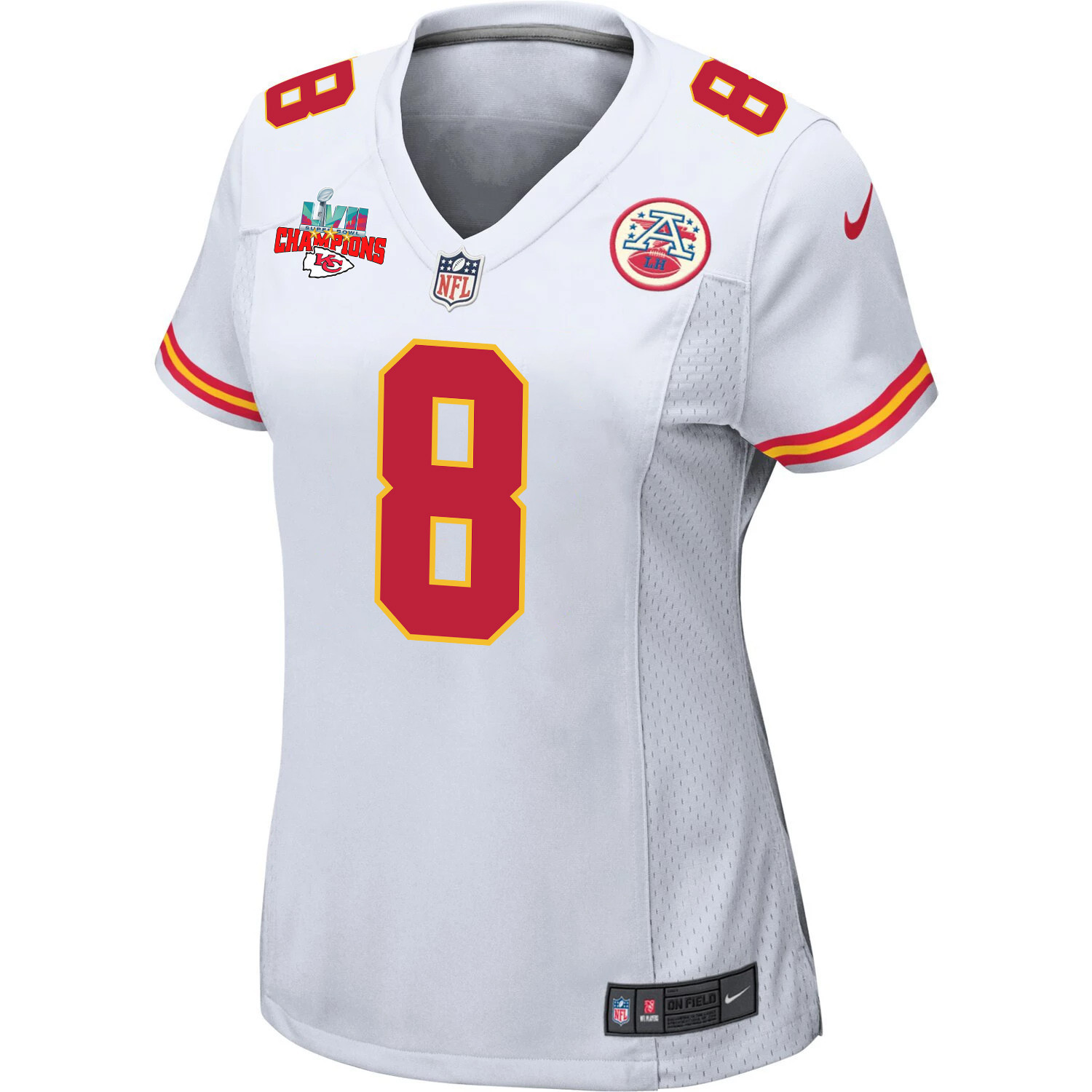 Carlos Dunlap 8 Kansas City Chiefs Super Bowl LVII Champions 3 Stars Women Game Jersey - White