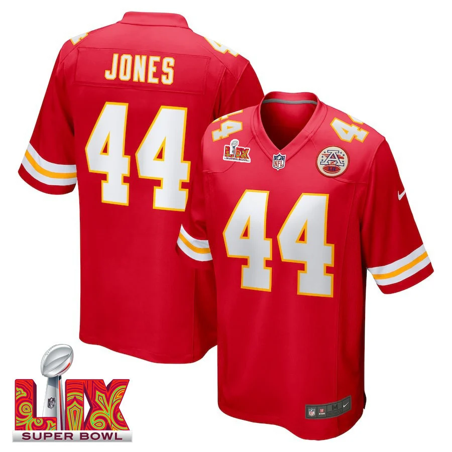 Cam Jones #44 Kansas City Chiefs Super Bowl LIX Jersey - Men's - Red