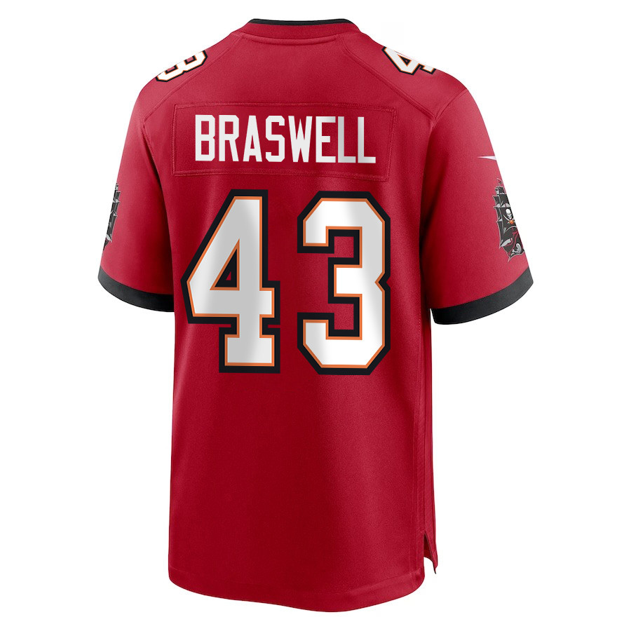 Chris Braswell 43 Tampa Bay Buccaneers Super Bowl LIX New Orleans Patch Game Men Jersey - Red