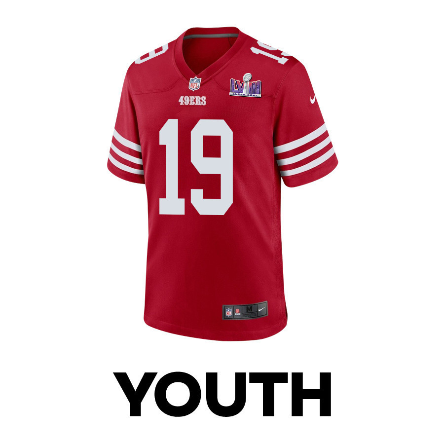 Deebo Samuel 19 San Francisco 49ers Super Bowl LVIII Patch Game YOUTH Jersey - Scarlet