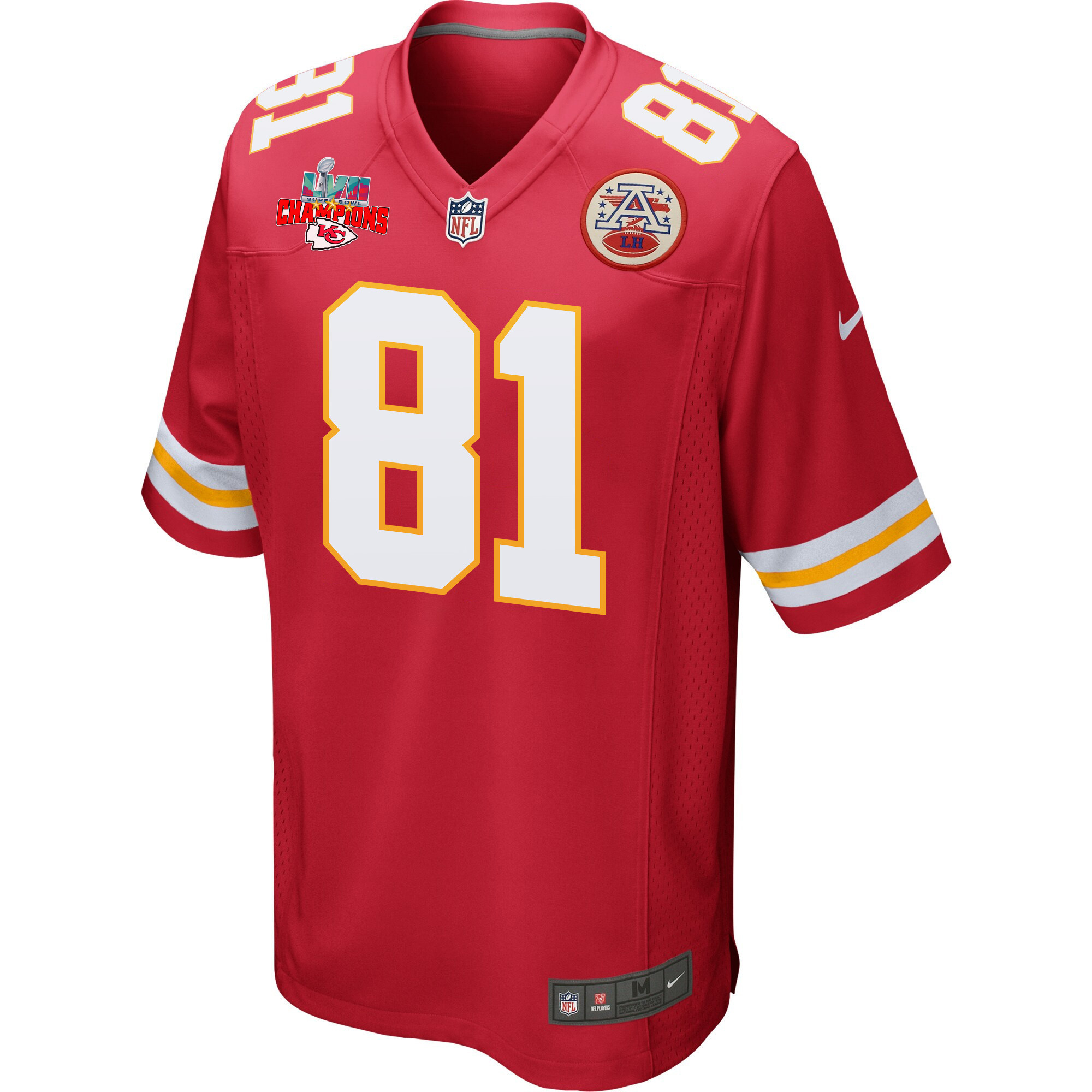 Blake Bell 81 Kansas City Chiefs Super Bowl LVII Champions 3 Stars Men Game Jersey - Red