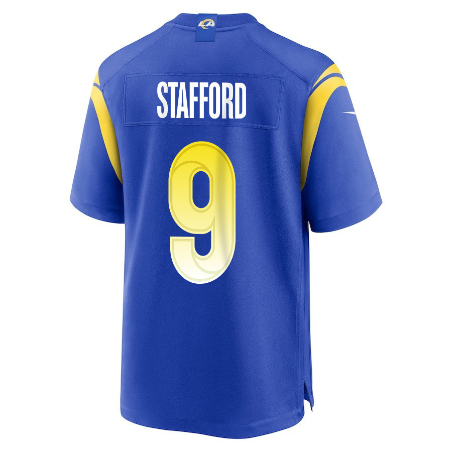 Matthew Stafford 9 Los Angeles Rams Super Bowl LIX New Orleans Patch Game Men Jersey - Royal