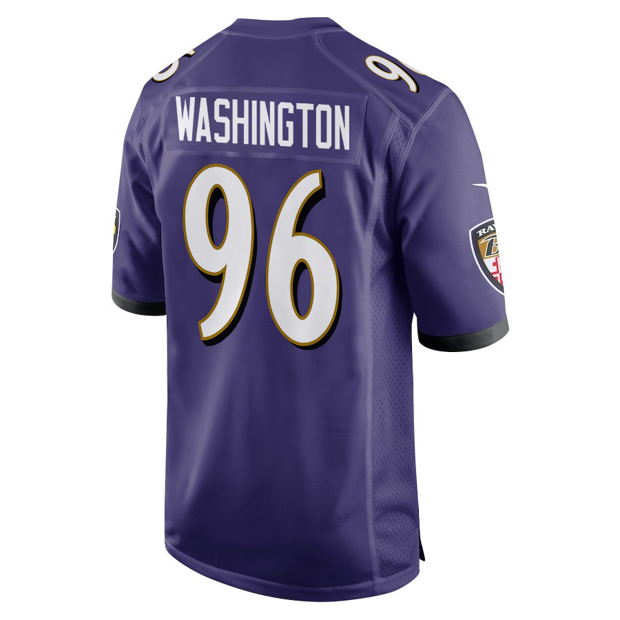 Broderick Washington 96 Baltimore Ravens Super Bowl LIX New Orleans Patch Game Men Jersey - Purple